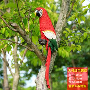 树脂工艺品厂家花园庭院户外园林景观装饰品仿真动物雕塑鹦鹉摆件