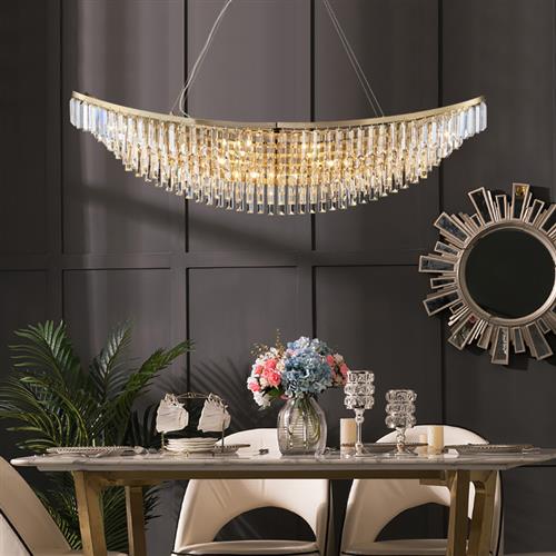 轻奢餐厅吊灯现代简约别墅水晶吊灯设计师创意客厅灯船型吧台灯具