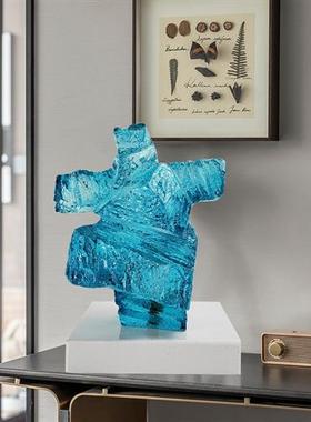 新中式酒店别墅家居透明树脂抽象太极人物摆件桌面装饰品太极雕塑