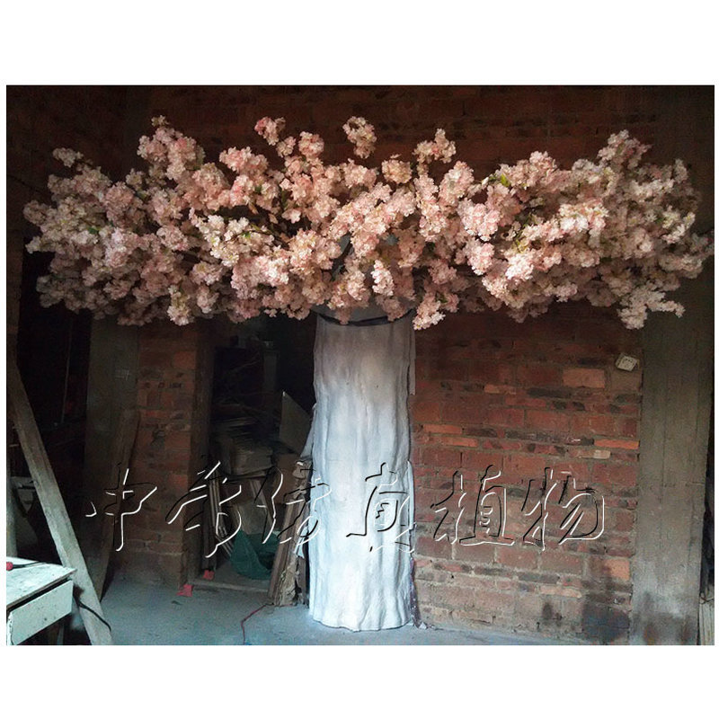 仿真樱花树浅粉色人造包柱子樱花榕树室内大厅装饰美化树