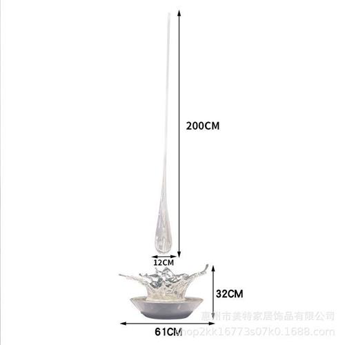 现代简约透明树脂水花雕塑装饰艺术酒店会所大堂门厅创意水滴摆件