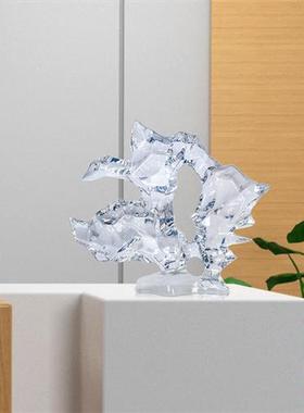 透明树脂太湖石雕塑摆件客厅玄关售楼处酒店前台别墅软装艺术品