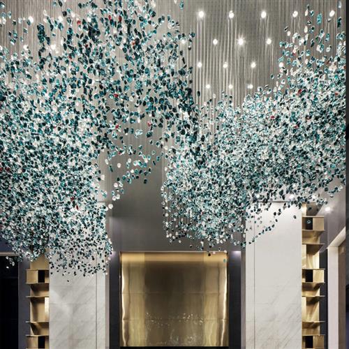 酒店大堂水晶艺术灯具会所服装店售楼部沙盘绿色冰块石头装饰吊灯