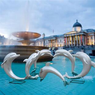 户外仿真海豚摆件玻璃钢动物海洋雕塑园林景观售楼处水池沙滩装饰