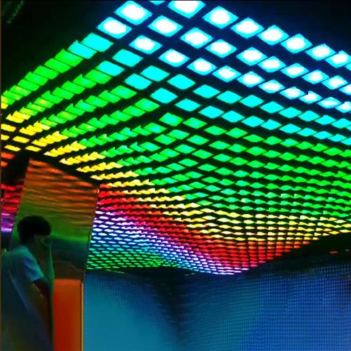 简约创意酒店大堂售楼部沙盘区餐厅方格子波浪海浪造型LED吊灯