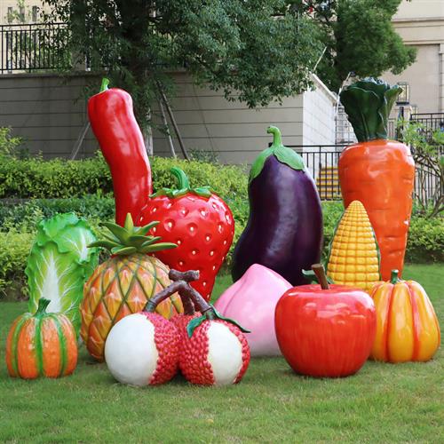户外水果蔬菜雕塑生态农庄辣椒玉米茄子草莓模型仿真摆件玻璃钢