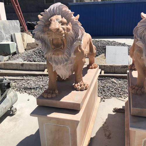 石狮子摆件动物雕塑中欧式爬狮一对酒店别墅工厂门口小区户外石雕