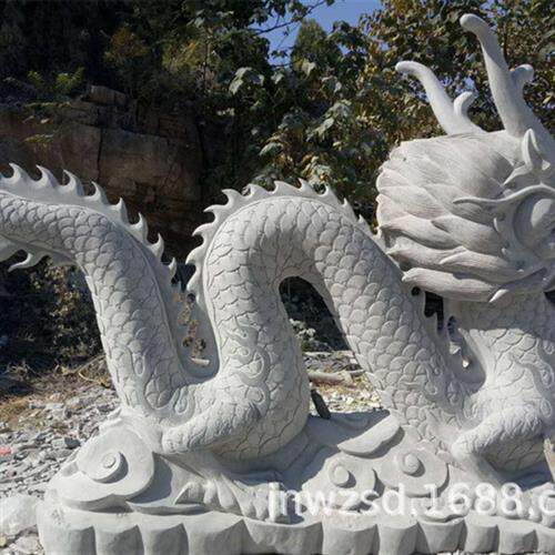 嘉祥石雕大青龙厂家兽青龙白虎雕塑价格景观石龙石虎图片