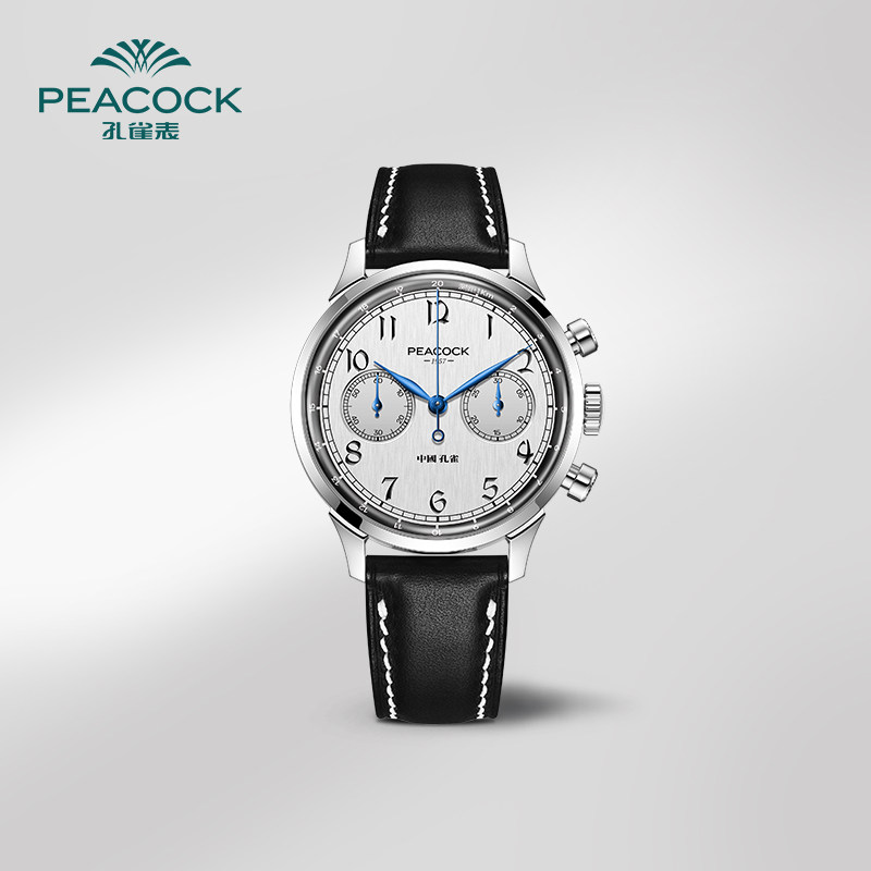 Peacock孔雀臻典系列1950计时多功能机械手表男表商务休闲限量款