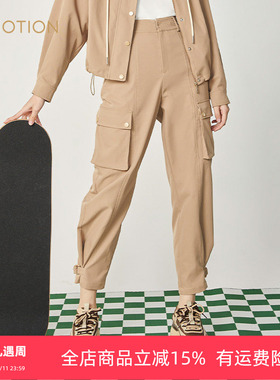 清仓 旗下芬岸女装可束脚运动休闲直筒九分工装裤XI3F6002