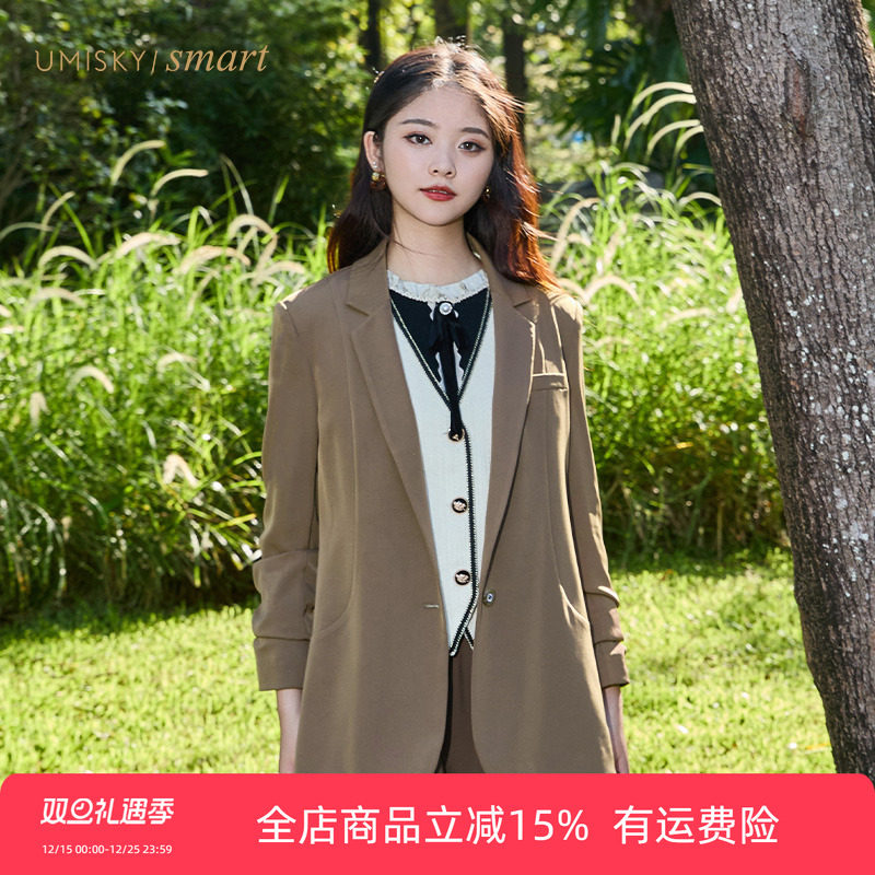 优美世界八分袖一粒扣西装