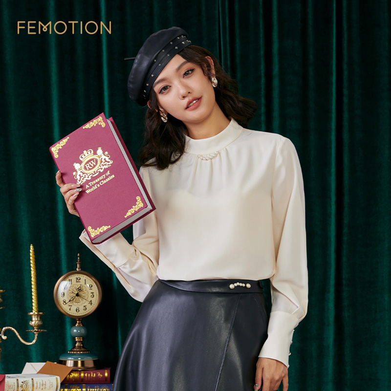 芬岸女装宽松套头长袖衬衣