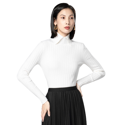 优美世界羊毛衫套头高领修身上衣