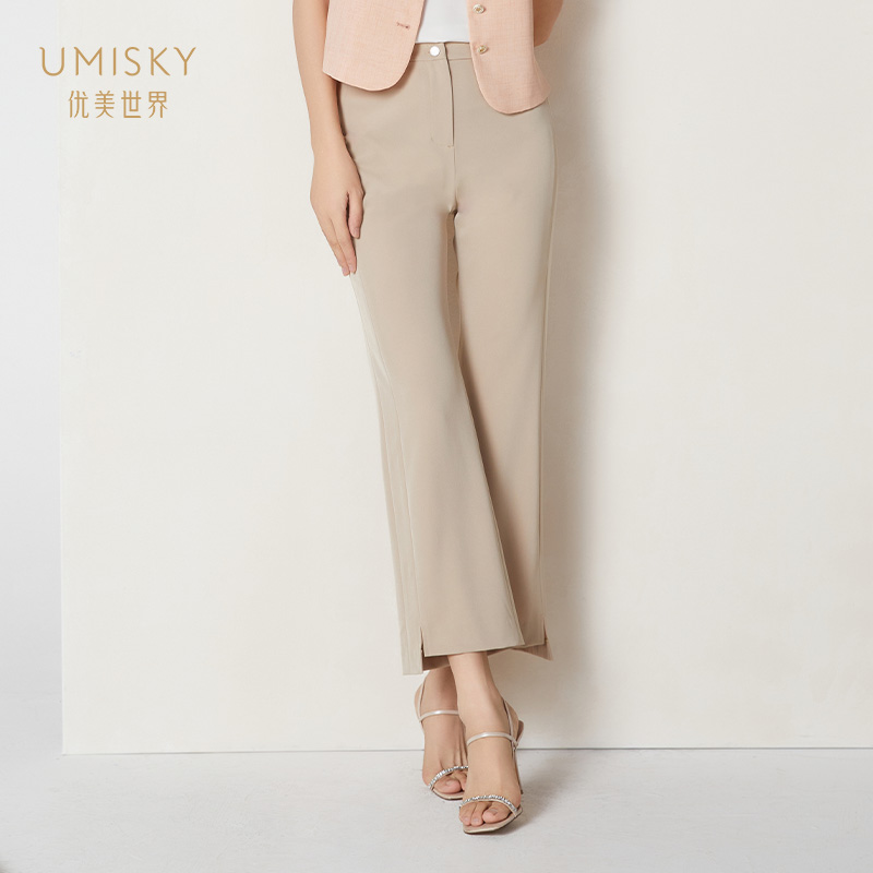 优美世界九分时尚微喇休闲裤