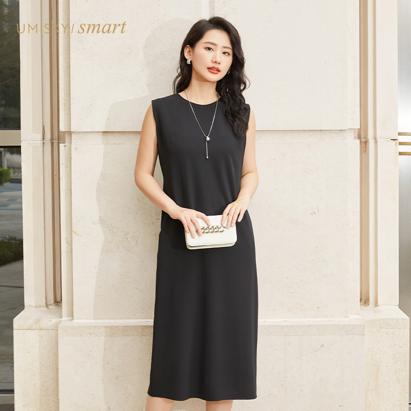 优美世界a字无袖连衣裙