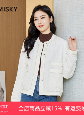 umisky优美世界冬季圆领刺绣白色棉衣棉服外套DK4N1002