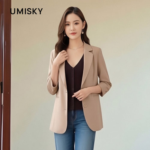 umisky优美世界女装春秋七分袖西装外套SK3C1771