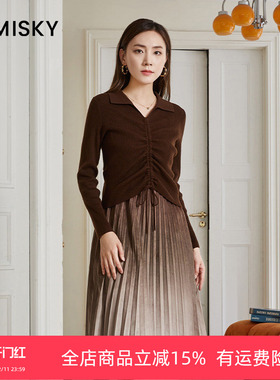 umisky优美世界专柜同款冬季气质两件套百褶连衣裙SK4D1005