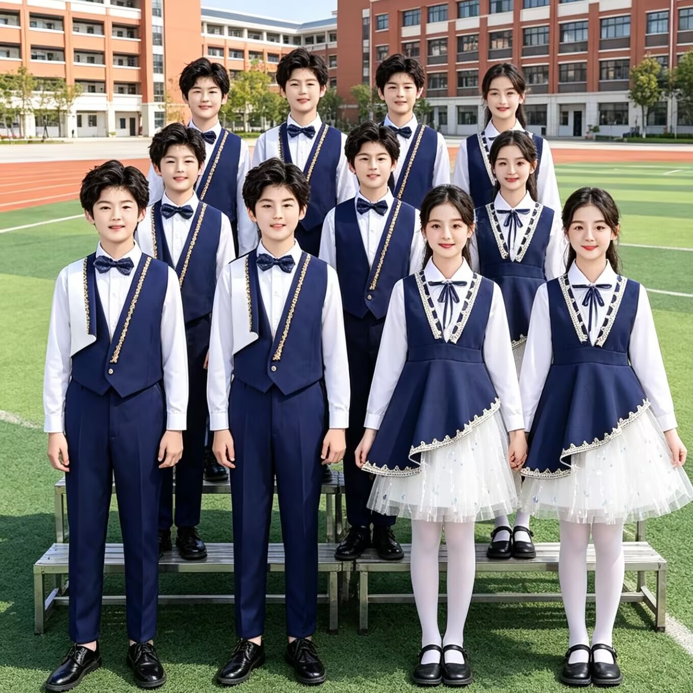 儿童合唱服男女童演讲朗红歌演讲