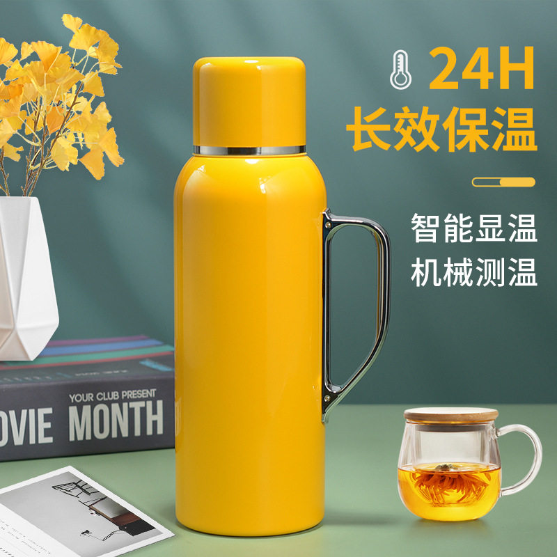 母婴级36不锈钢保温壶机械智能测温焖茶壶茶水分离手提水杯