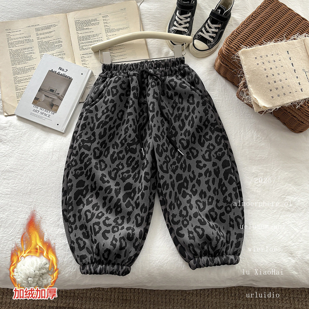 儿童冬季加绒加厚保暖卫裤豹纹男女童百搭束口裤【羔羔绒】,童装/婴儿装/亲子装,裤子,淘宝优惠券,粉丝福利购,淘宝优惠卷