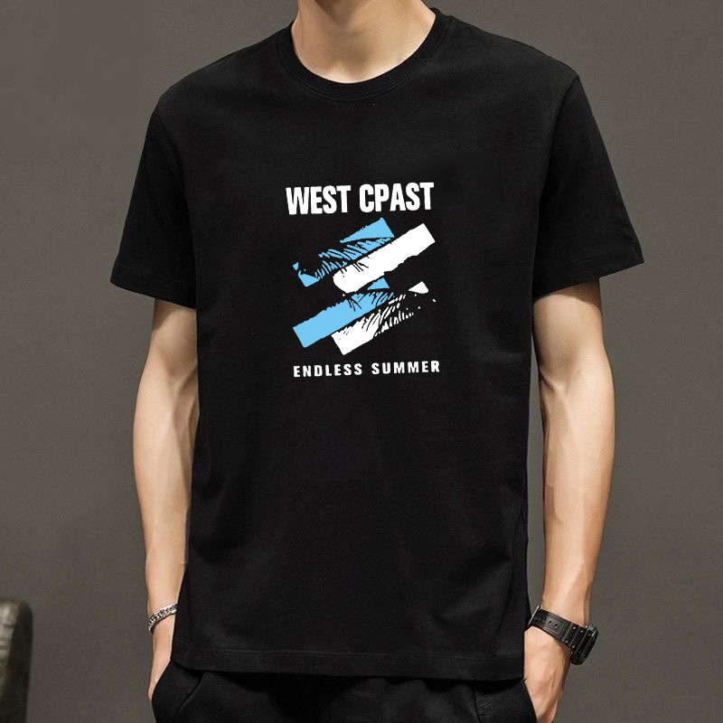 夏季新品字母圆领短袖T恤男体恤衫时尚短款潮流百搭休闲上衣服男