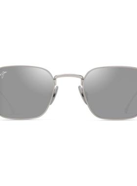 MauiJim女士太阳镜防紫外线偏光高清视野抗反光方形银色哑光