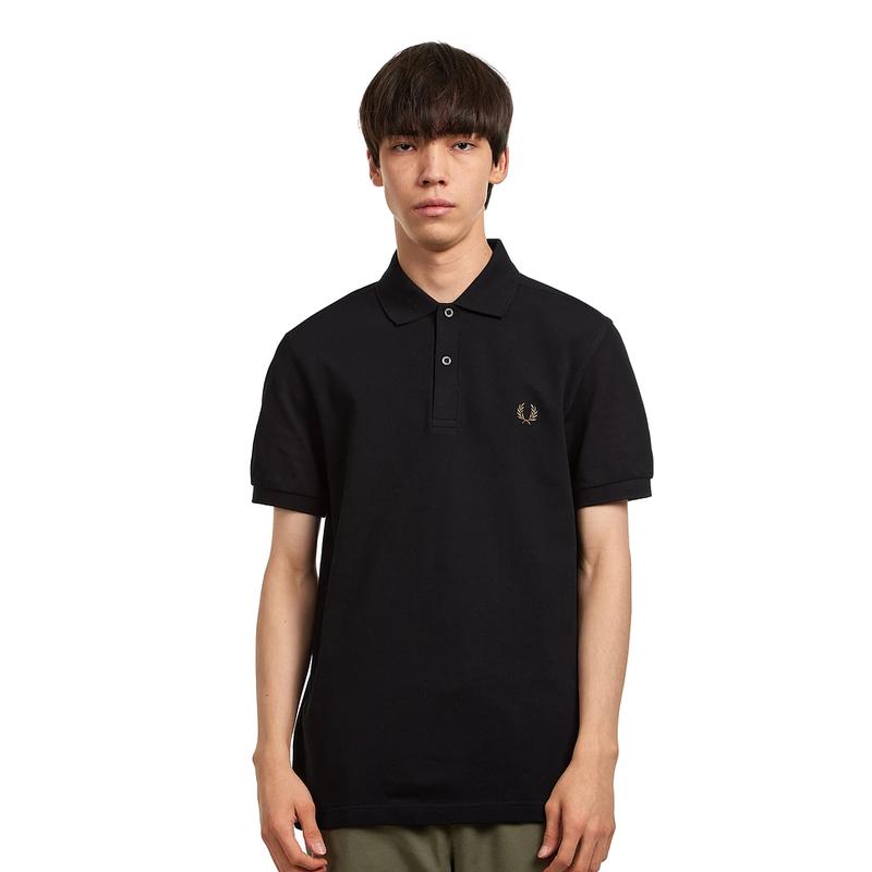 FRED PERRY男式纯色Polo衫黑灰拼接经典领修身版型