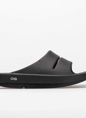 代购Oofos男士拖鞋减震吸震缓压防滑黑色轻量滑套式软底沙滩浴室