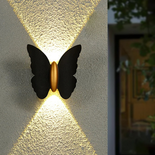 LED蝴蝶防水壁灯简约创意上下发光书房卧室客厅室内外北欧装 新款