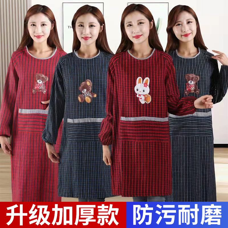 围裙带袖老粗布罩衣女外穿长袖围裙干活穿清洁工作服厨房家用袖套,家庭/个人清洁工具,围裙套装,淘宝优惠券,粉丝福利购,淘宝优惠卷