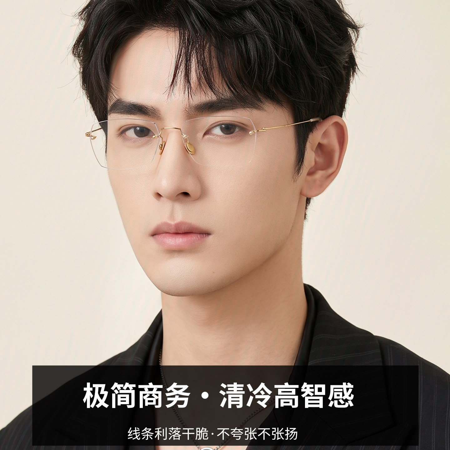 纯钛超轻无框金丝近视眼镜架