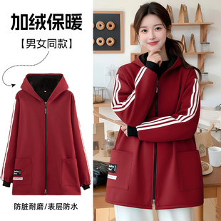 连帽加绒秋冬款 时尚 围裙男女同款 长袖 罩衣可定制logo印字 简约韩版