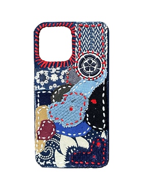 JHM原创indigo蓝染纯手工制作古布家族徽章风格手机壳iphone配件安卓case ins