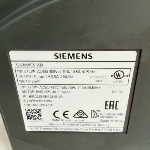 维修SINAMICS V20，6SL3210-5 BE24-0UV0，5，AC380-480V，0-550H