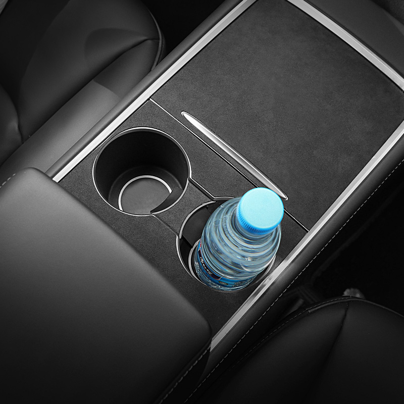 21-22款特斯拉Model3/Y饮料架储物卡槽翻毛皮中控水杯限位固定器