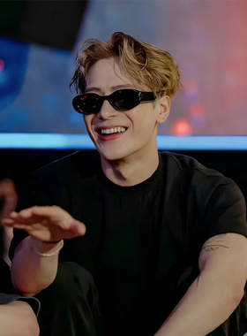 复古黑色椭圆框墨镜女高级感ins眼镜嘻哈蹦迪新款欧美太阳镜