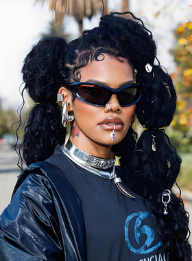 新款太阳镜男士欧美运动眼镜sunglasses个性未来科技感y2k墨镜女