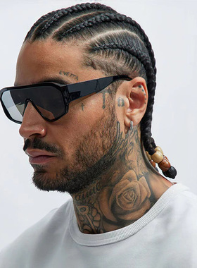 新款时尚连体墨镜女防风骑行一体眼镜大框个性街拍炫彩太阳眼镜男