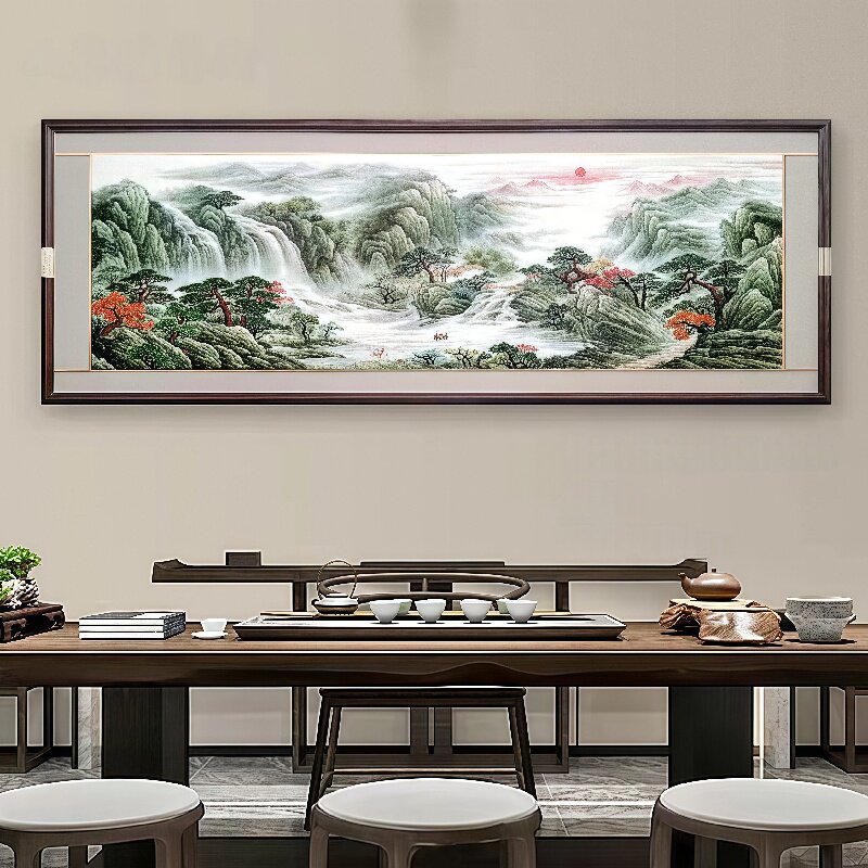源远流长新中式客厅背景墙挂画