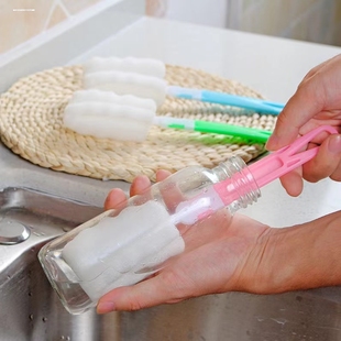 无死角洗杯子神器可替换加长柄海绵杯刷不锈钢奶瓶刷厨房清洁刷子