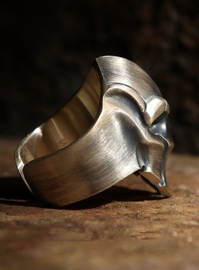 2024年爆款复古饰品开口斯巴达头盔朋克个性潮流面具戒指男士指环