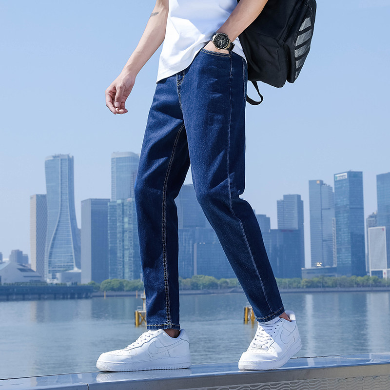 2026夏季深蓝色牛仔九分