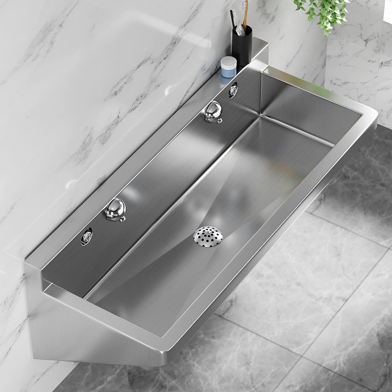 达点 304不锈钢监狱看守所专用洗手池挂墙式加长水池卫生间洗脸盆