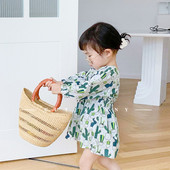 cutebunny2024春装 新款 儿童洋气公主裙子女宝宝纯棉小香风连衣裙