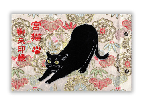 现货日本重藏神社限定御朱印贴黑猫刺绣朱印本50面收纳生日礼物