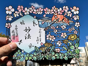 日本东京感通寺限定御朱印贴樱舟柴犬朱印帐生日礼物可配相框