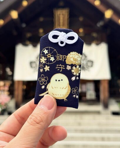日本北海道诹访神社雪精灵蕾丝山雀御守挂件生日礼物