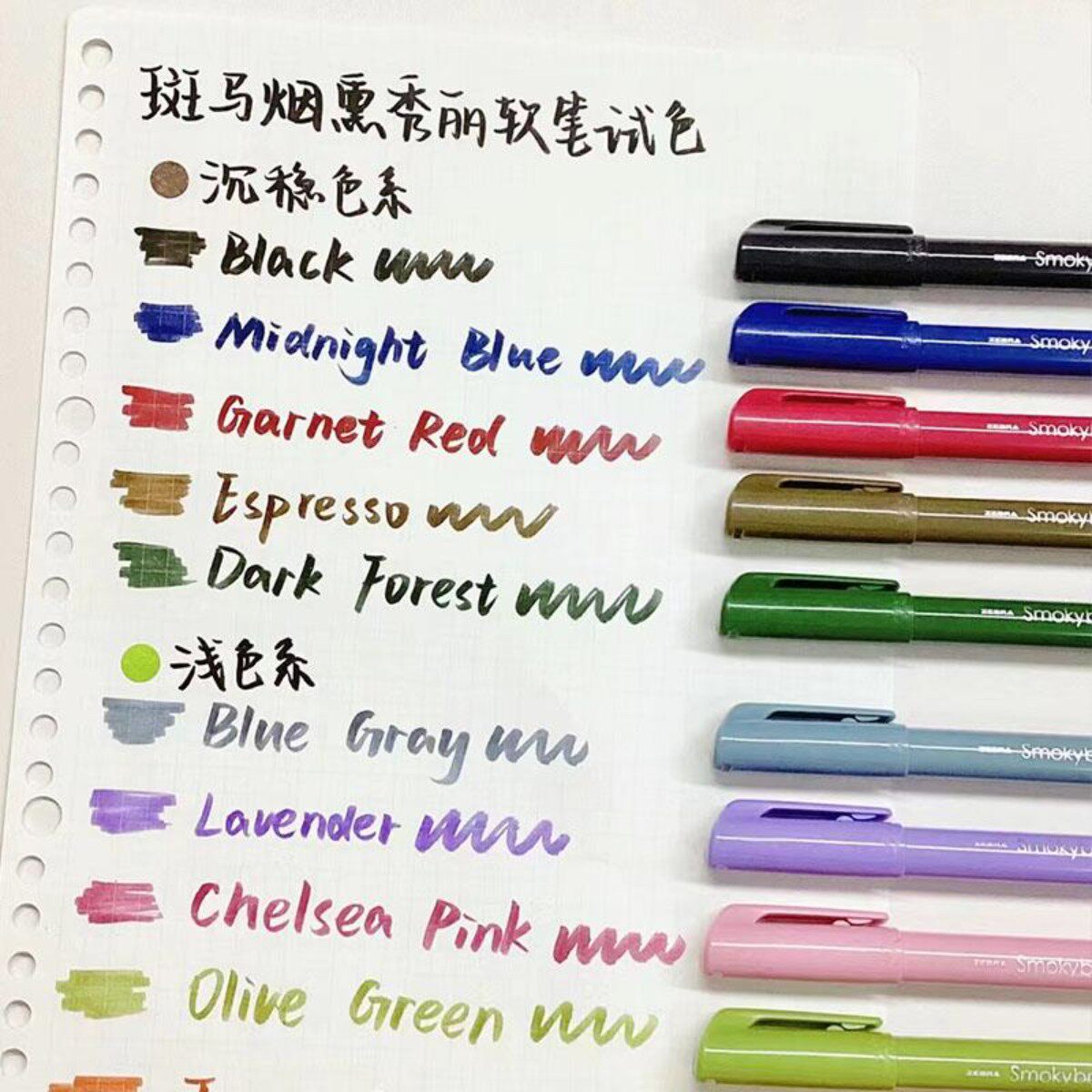 日本zebra斑马WF9软笔彩色brush英文花体字手帐书法笔烟熏秀丽笔图片