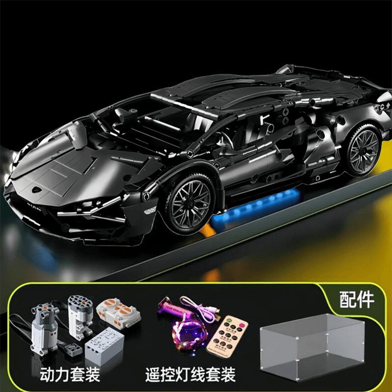 适用于乐高兰博基尼黑牛跑车模型拼装益智儿童积木汽车玩具男孩礼